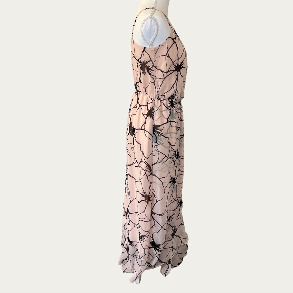 Banana Republic Baby Pink and Black Flowy Floral‎ Maxi Dress Size 4 - Picture 3 of 16